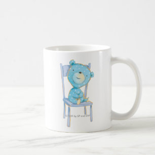 Blauw Calico Beer glimlachen op stoel Koffiemok