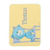 Blauw Calico Beer glimlachen op stoel Magneet (Verticaal)