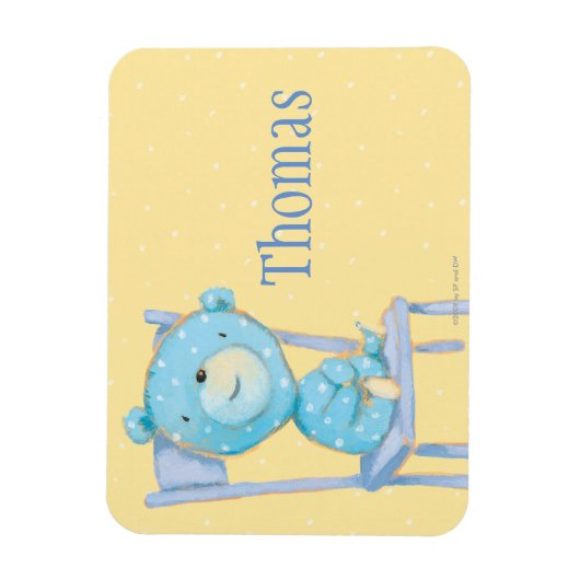 Blauw Calico Beer glimlachen op stoel Magneet (Verticaal)