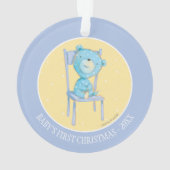 Blauw Calico Beer glimlachen op stoel Ornament (achterkant)