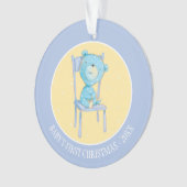 Blauw Calico Beer glimlachen op stoel Ornament (voorkant)