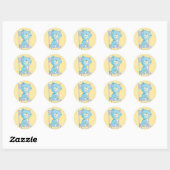Blauw Calico Beer glimlachen op stoel Ronde Sticker (Vel)
