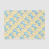 Blauw Calico Beer glimlachen op stoel Tissuepapier (Voorkant)