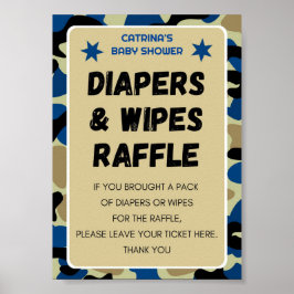 Blauw Camo Baby shower teken Poster