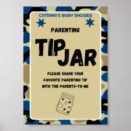 Blauw Camo Baby shower teken Poster