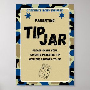 Blauw Camo Baby shower teken Poster