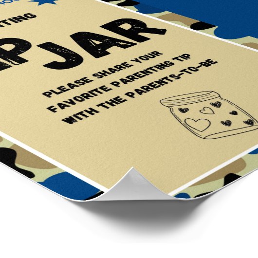 Blauw Camo Baby shower teken Poster (Hoek)