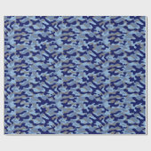 Blauw Camo Cadeaupapier (Vlak)