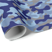 Blauw Camo Cadeaupapier (Rol Hoek)