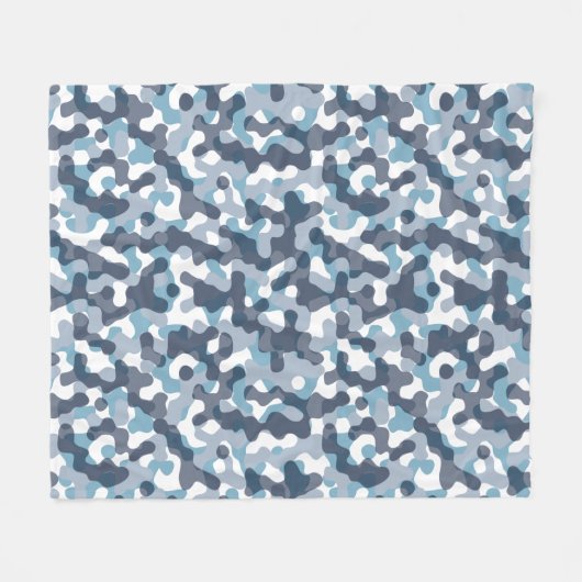 Blauw Camo camouflage patroon in marine tonen Fleece Deken (Voorkant (Horizontaal))
