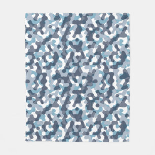Blauw Camo camouflagepatroon in marine tinten Fleece Deken