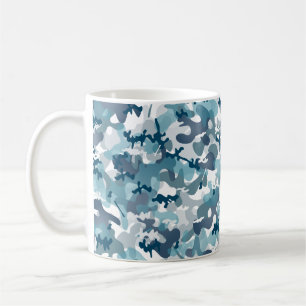 Blauw Camo camouflagepatroon in marine tinten Koffiemok