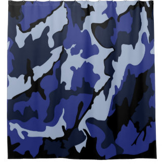 Blauw camo, douchegordijn