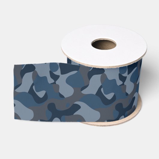 Blauw Camo Grosgrain Lint (Spoel)