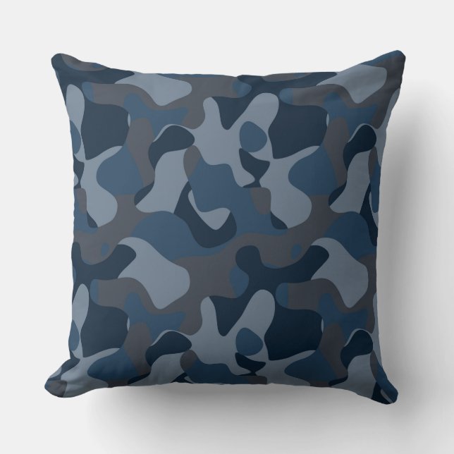 Blauw Camo Kussen (Voorkant)