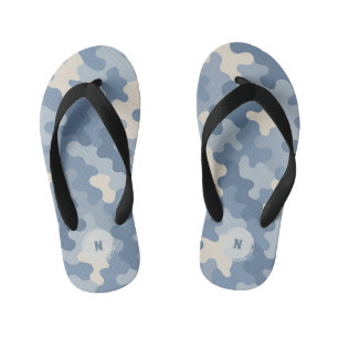 Blauw Camo Militaire Monogram  Kinder Teenslippers