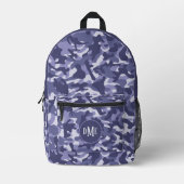 Blauw camo-monogram bedrukte rugzak (Voorkant)