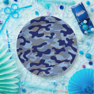 Blauw Camo Papieren Bordje
