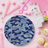 Blauw Camo Papieren Bordje (Feest)