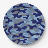 Blauw Camo Papieren Bordje (Voorkant)