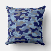 Blauw Camo Patroon Kussen (Voorkant)