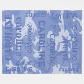 Blauw Camo Persoonlijk Fleece Deken (Voorkant (Horizontaal))