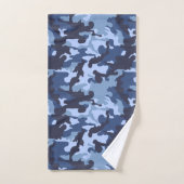 blauw camo tegelpatroon bad handdoek (Handdoek)