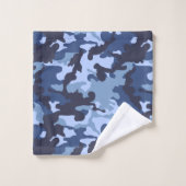 blauw camo tegelpatroon bad handdoek (Wasdoekje)