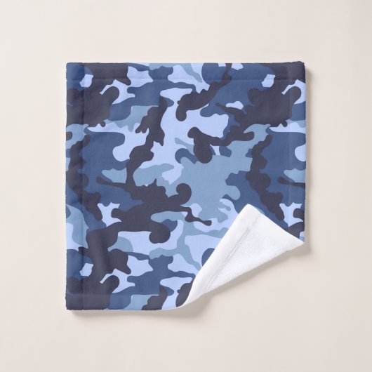 blauw camo tegelpatroon bad handdoek (Wasdoekje)