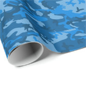 Blauw Camo Wrapping Paper Cadeaupapier (Rol Hoek)
