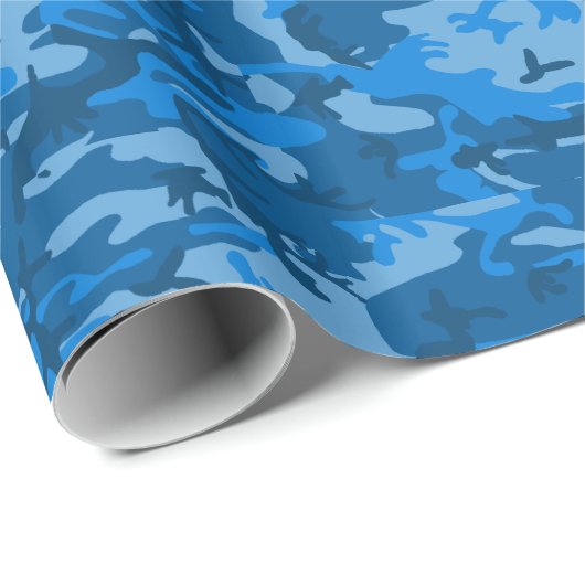 Blauw Camo Wrapping Paper Cadeaupapier (Rol Hoek)