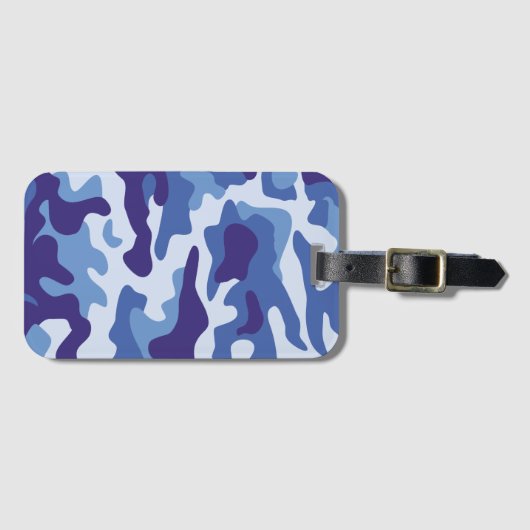 Blauw camouflage bagagelabel (Voorkant (horizontaal))