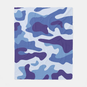 Blauw camouflage fleece deken