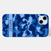 Blauw camouflage gepersonaliseerd Case-Mate iPhone case (Achterkant (horizontaal))
