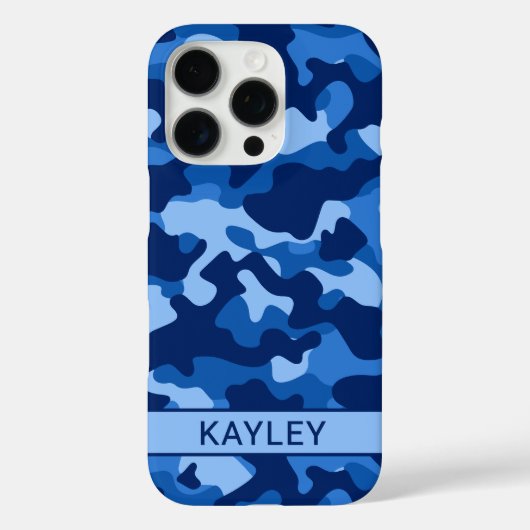 Blauw camouflage gepersonaliseerd Case-Mate iPhone case (Achterkant)