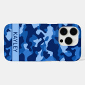 Blauw camouflage gepersonaliseerd Case-Mate iPhone case (Achterkant (horizontaal))