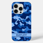 Blauw camouflage gepersonaliseerd Case-Mate iPhone case (Achterkant)