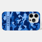Blauw camouflage gepersonaliseerd Case-Mate iPhone case (Achterkant (horizontaal))
