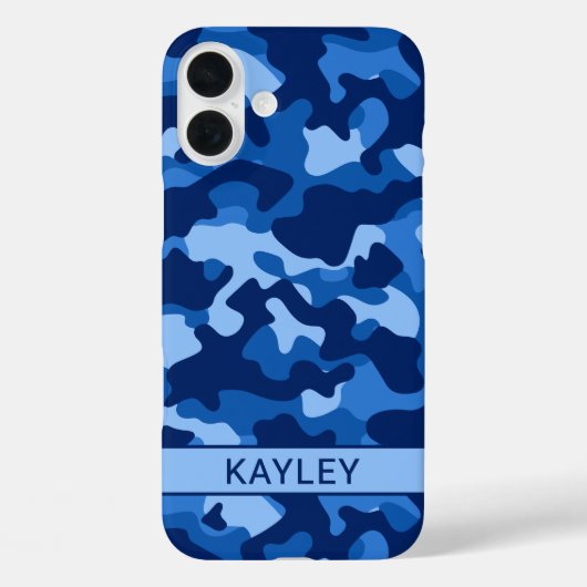 Blauw camouflage gepersonaliseerd Case-Mate iPhone case (Achterkant)