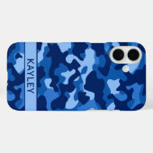 Blauw camouflage gepersonaliseerd Case-Mate iPhone case (Achterkant (horizontaal))