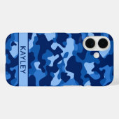 Blauw camouflage gepersonaliseerd Case-Mate iPhone case (Achterkant (horizontaal))