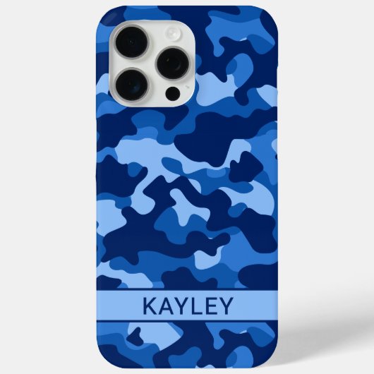 Blauw camouflage gepersonaliseerde Case-Mate iPhon iPhone Case (Achterkant)