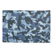 Blauw Camouflage Kussensloop (Achterkant-Links)