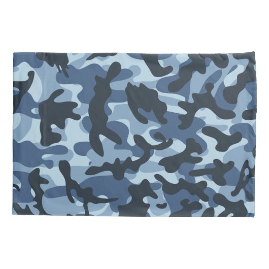Blauw Camouflage Kussensloop (Achterkant-Links)