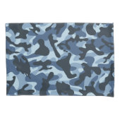 Blauw Camouflage Kussensloop (Voorkant-Links)