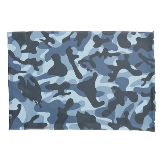 Blauw Camouflage Kussensloop (Voorkant-Links)