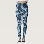 Blauw Camouflage  Leggings (Voorkant)