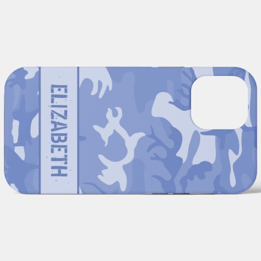 Blauw Camouflage Monogram Case-Mate iPhone Case (Achterkant (horizontaal))