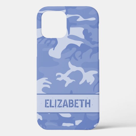Blauw Camouflage Monogram Case-Mate iPhone Case (Achterkant)