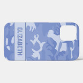 Blauw Camouflage Monogram Case-Mate iPhone Case (Achterkant (horizontaal))